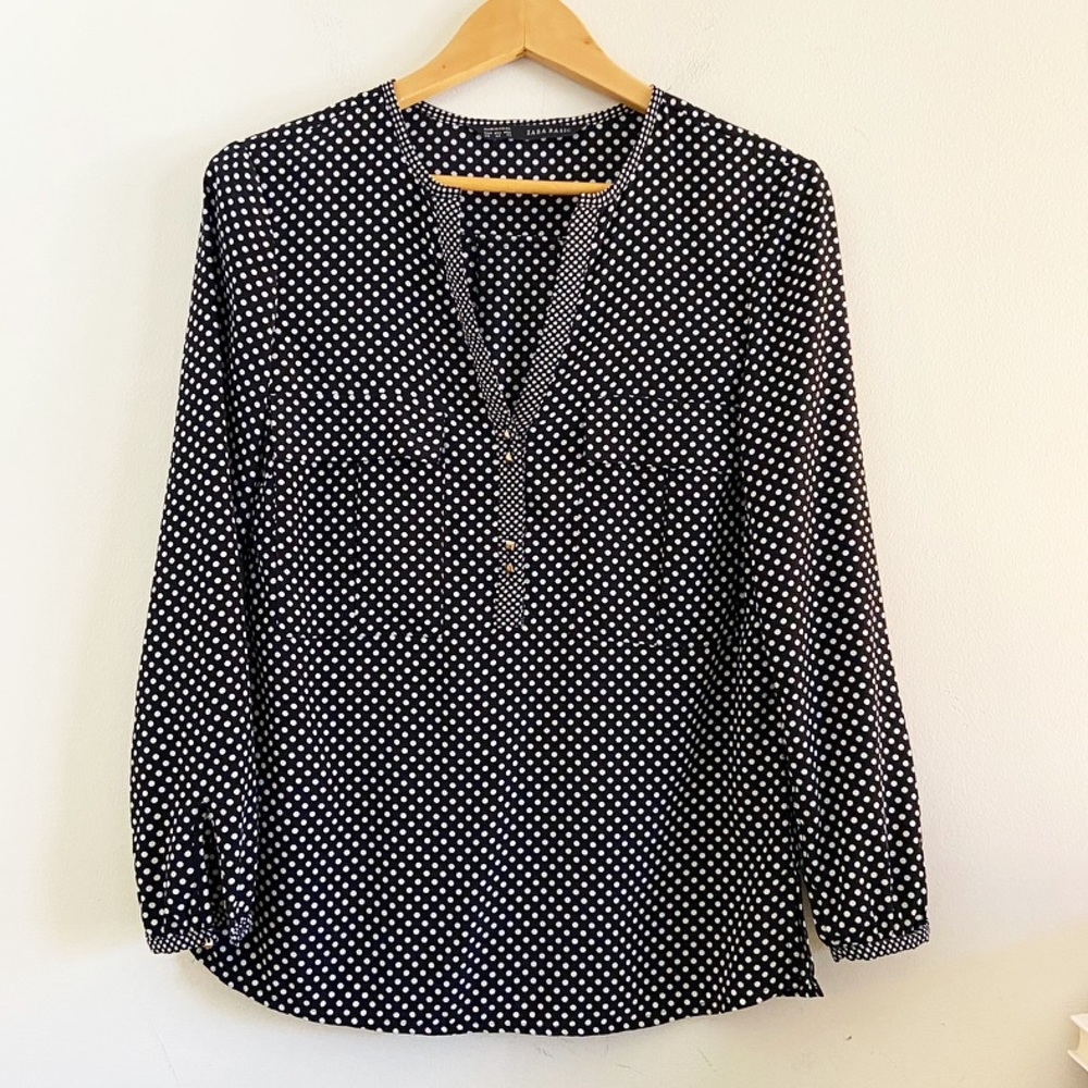 Zara polka dot popover blouse